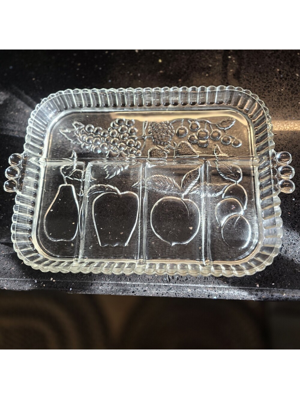 Vintage Indiana Glass 5-Section Fruit Serving Tray